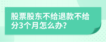 股票股东不给退款不给分3个月怎么办？