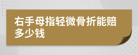 右手母指轻微骨折能赔多少钱