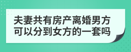 夫妻共有房产离婚男方可以分到女方的一套吗