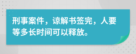 刑事案件，谅解书签完，人要等多长时间可以释放。