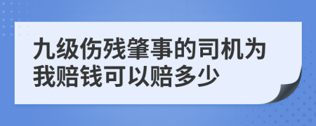 九级伤残肇事的司机为我赔钱可以赔多少