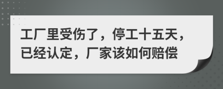 工厂里受伤了，停工十五天，已经认定，厂家该如何赔偿