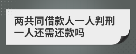 两共同借款人一人判刑一人还需还款吗