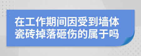 在工作期间因受到墙体瓷砖掉落砸伤的属于吗