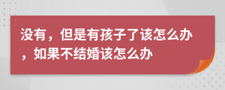 没有，但是有孩子了该怎么办，如果不结婚该怎么办
