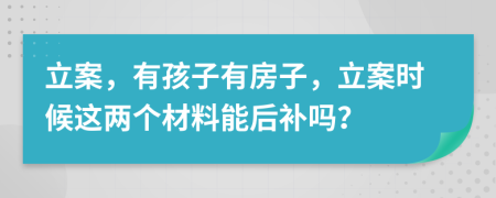 立案，有孩子有房子，立案时候这两个材料能后补吗？