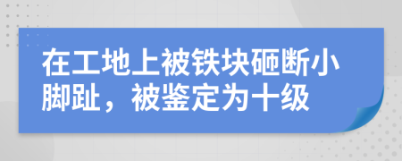 在工地上被铁块砸断小脚趾，被鉴定为十级