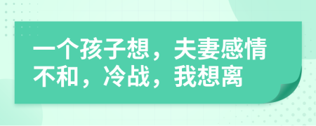 一个孩子想，夫妻感情不和，冷战，我想离