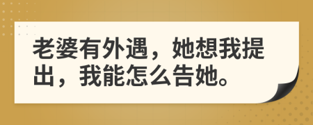 老婆有外遇，她想我提出，我能怎么告她。