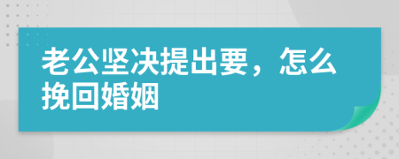 老公坚决提出要，怎么挽回婚姻