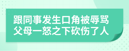 跟同事发生口角被辱骂父母一怒之下砍伤了人