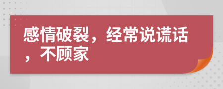 感情破裂，经常说谎话，不顾家