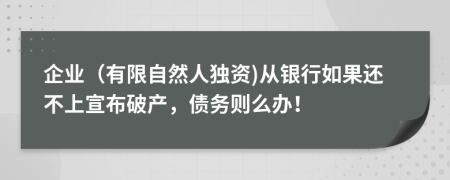 企业（有限自然人独资)从银行如果还不上宣布破产，债务则么办！