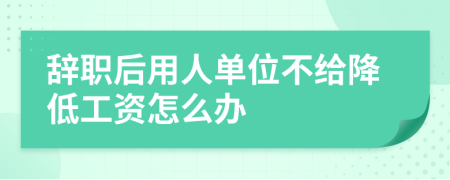 辞职后用人单位不给降低工资怎么办