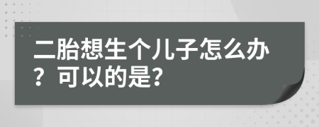 二胎想生个儿子怎么办？可以的是？