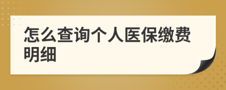 怎么查询个人医保缴费明细