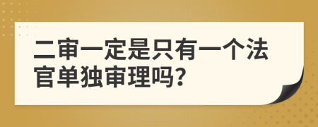 二审一定是只有一个法官单独审理吗？