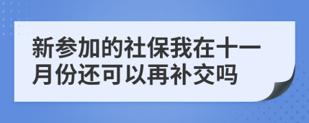 新参加的社保我在十一月份还可以再补交吗