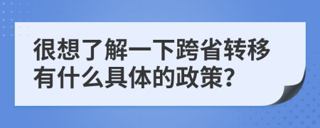 很想了解一下跨省转移有什么具体的政策？