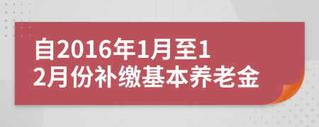 自2016年1月至12月份补缴基本养老金