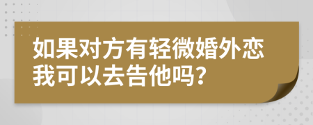 如果对方有轻微婚外恋我可以去告他吗？