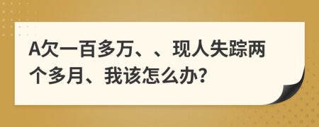 A欠一百多万、、现人失踪两个多月、我该怎么办？