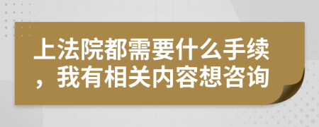 上法院都需要什么手续，我有相关内容想咨询