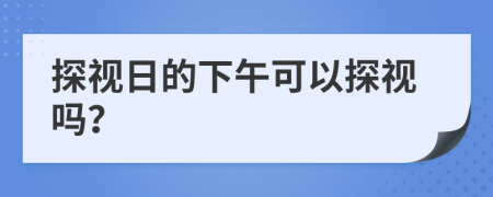 探视日的下午可以探视吗？