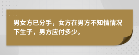 男女方已分手，女方在男方不知情情况下生子，男方应付多少。