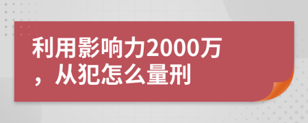 利用影响力2000万，从犯怎么量刑