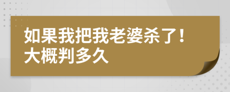 如果我把我老婆杀了！大概判多久