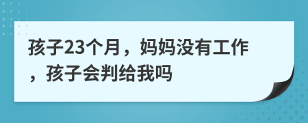 孩子23个月，妈妈没有工作，孩子会判给我吗