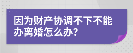 因为财产协调不下不能办离婚怎么办？