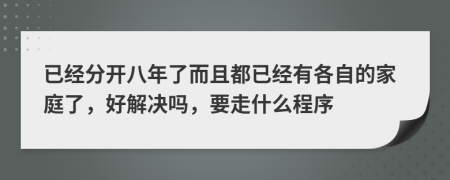 已经分开八年了而且都已经有各自的家庭了，好解决吗，要走什么程序