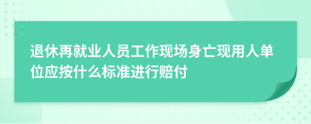 退休再就业人员工作现场身亡现用人单位应按什么标准进行赔付