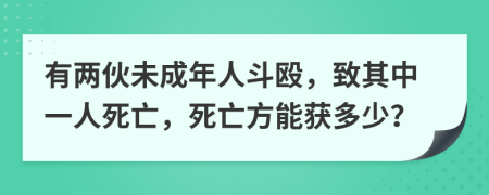 有两伙未成年人斗殴，致其中一人死亡，死亡方能获多少？