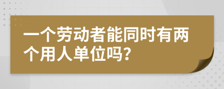 一个劳动者能同时有两个用人单位吗？
