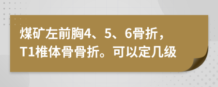 煤矿左前胸4、5、6骨折，T1椎体骨骨折。可以定几级