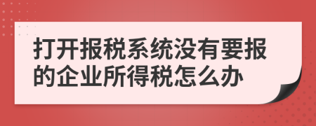 打开报税系统没有要报的企业所得税怎么办