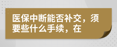 医保中断能否补交，须要些什么手续，在