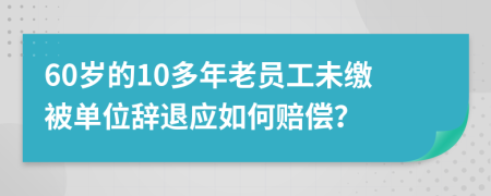 60岁的10多年老员工未缴被单位辞退应如何赔偿？