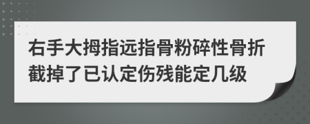 右手大拇指远指骨粉碎性骨折截掉了已认定伤残能定几级