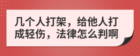 几个人打架，给他人打成轻伤，法律怎么判啊