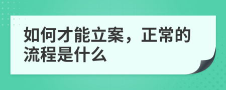 如何才能立案，正常的流程是什么