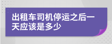 出租车司机停运之后一天应该是多少