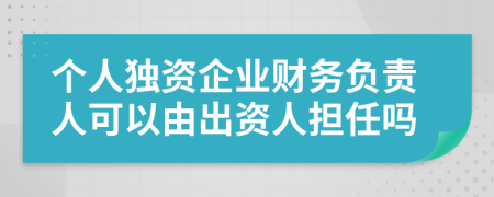 个人独资企业财务负责人可以由出资人担任吗