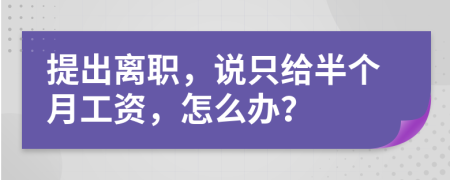 提出离职，说只给半个月工资，怎么办？