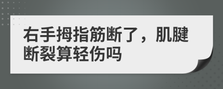 右手拇指筋断了，肌腱断裂算轻伤吗