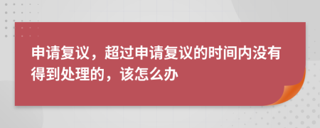 申请复议，超过申请复议的时间内没有得到处理的，该怎么办