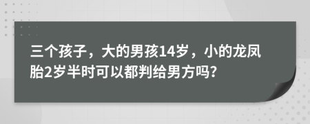 三个孩子，大的男孩14岁，小的龙凤胎2岁半时可以都判给男方吗？